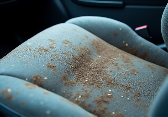Stained and dirty car upholstery (Before)